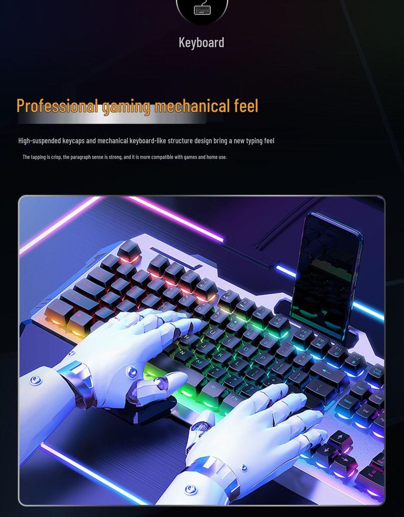 GX80 Wired Mechanical Keyboard, Mouse & Headset Set for E-sports Gaming Laptops