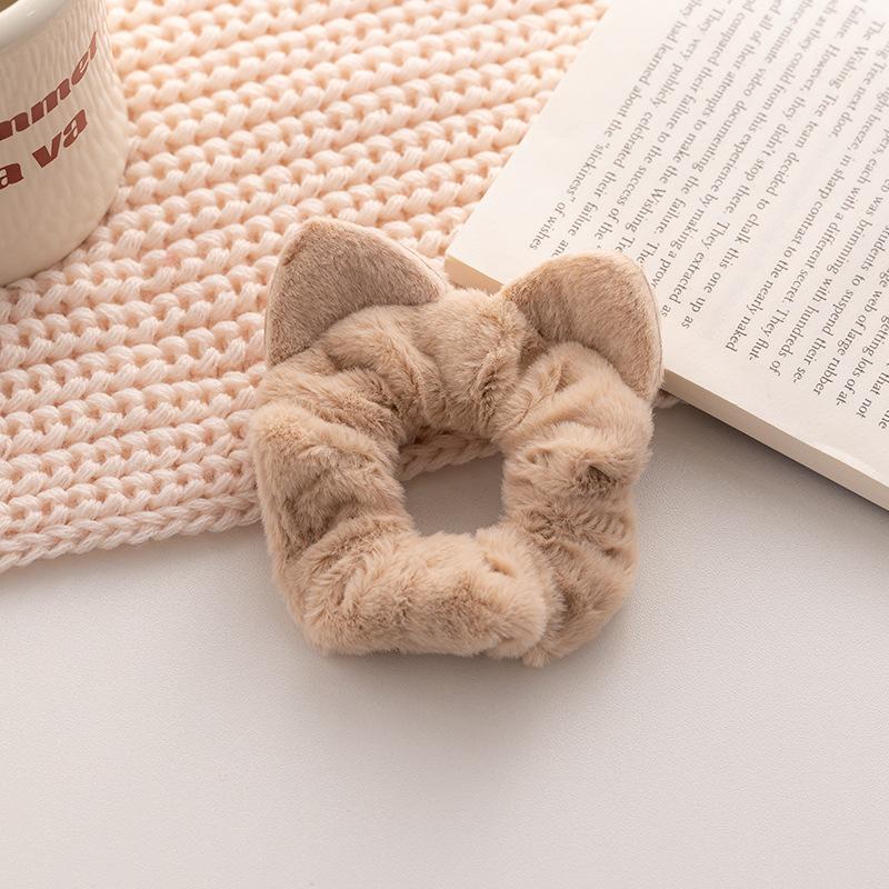 New Korean Cat Ears Plush Hairband for Women Cute Horsetail High Elastic Rubber Band HeadBand Girls Hair Accessories