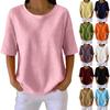 Women's New Summer Color Knit Round Neck Short Sleeve Top