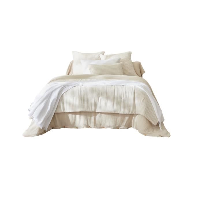 Bout de lit - Vickie - 90 x 200 cm - Coton 100% - Garnissage Polyester - Vichy Beige