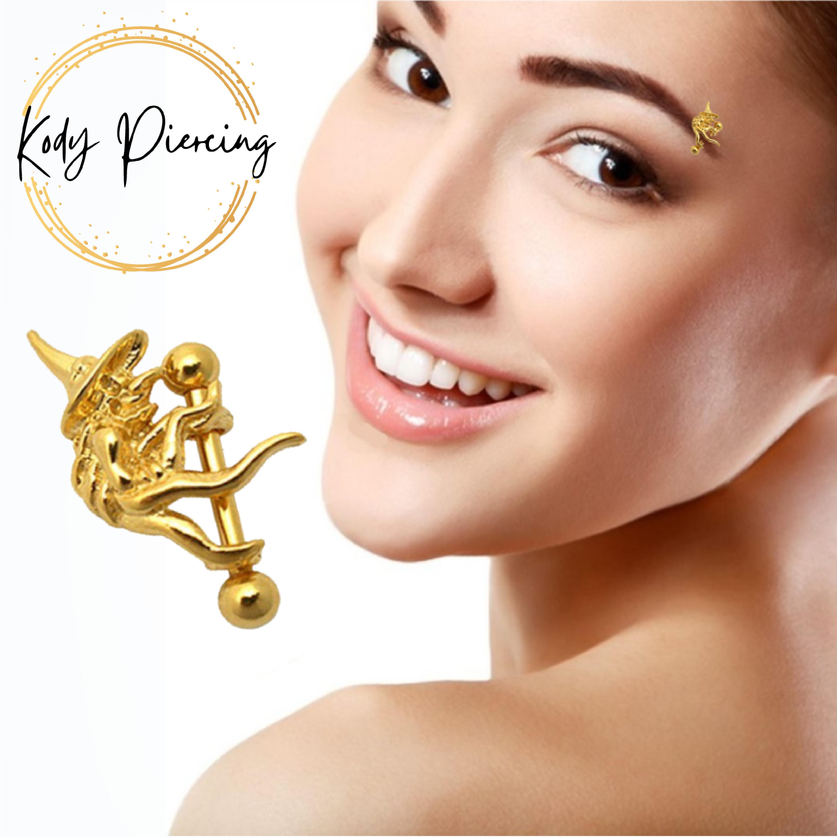 

KODY PIERCING 18-каратное золото, арка для пирсинга бровей ведьмы с шариком - качественный пирсинг