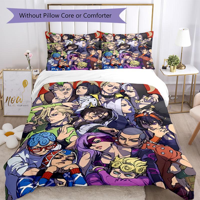 3pcs JoJo's Bizarre Adventure1 pattern bedding set duvet cover set includes duvet cover &pillowcases, perfect all season bedroom decoration & gift