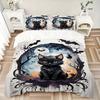 3pcs Noble Black Cat Art Printed Quilt Set - Includes 1 Quilt Cover and