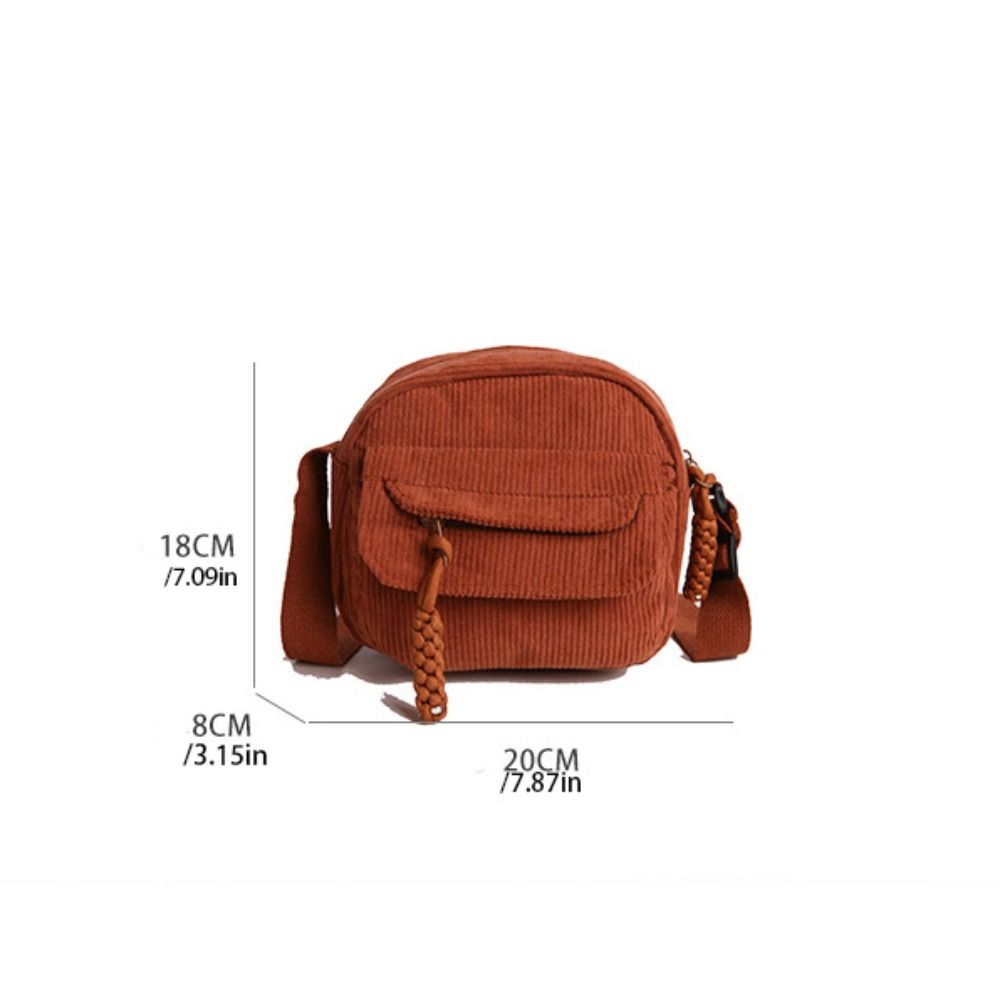 Large Capacity Corduroy Shoulder Bag Cott Cloth Handbag Solid Color Crossbody Bag Small Square Bag Korean Style Canvas Handbag