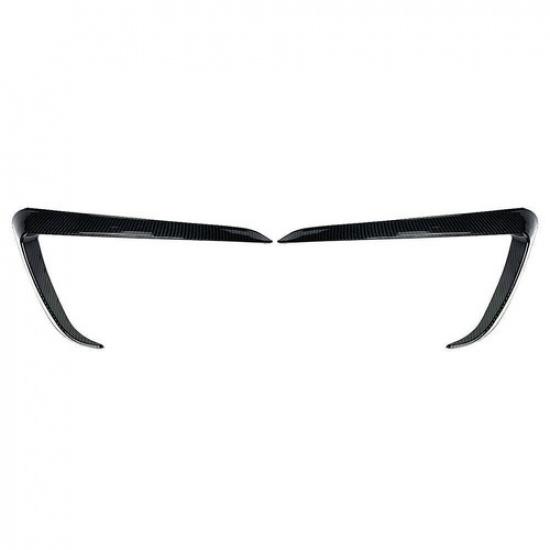 Carbon Fiber Front Fog Light Lamp Eyebrow Cover Trim Fit Tesla Model Y -