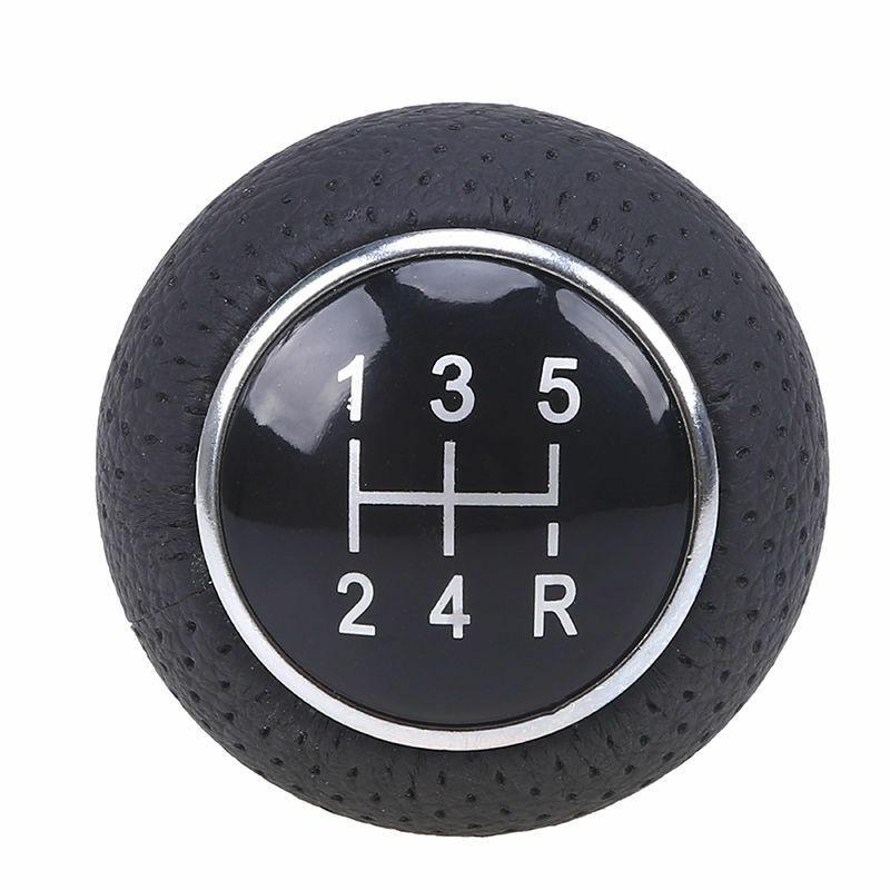 Black Leather 5-Speed Manual Transmission Car SUV Gear Shift Knob Shifter Lever