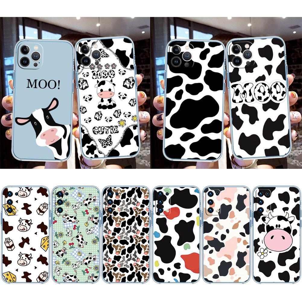 Cartoon Art Cow Transparent Phone Case for Motorola Moto G7 G8 G9 G84 G85 G73 G24 G15 Z2 Play Power Plus