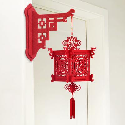 Chinese New Year DIY Lantern Kit Lucky Red Fu Wall Mount Hanging Lantern 3D Puzzle Hollow Out Spring Festival Lantern for Home Decor