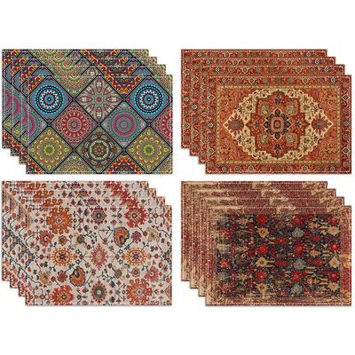 4 szt. Boho Kwiatowe Nadruki Podkładki 30*45CM Lniane Sezonowe Wiosenne Podkładki Stołowe na Imprezę Kuchnię Wesele Dekoracja Stołu