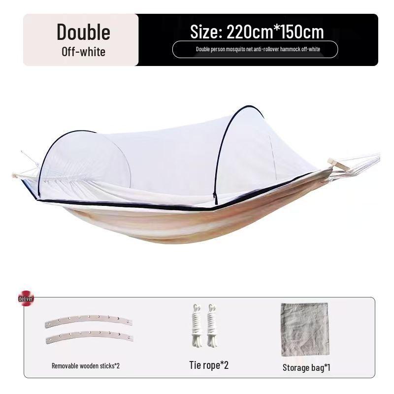 A1R Portable Double Hammock with Quick-Open Mosquito Net and Anti-Rollover Design for Outdoor Use
