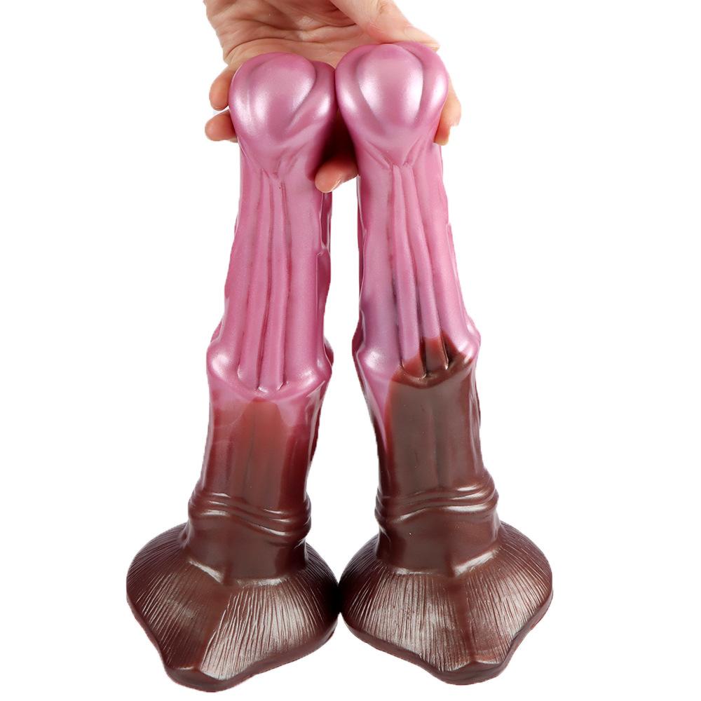 Pferdeschwanz Dildo Flüssigsilikon Sexspielzeug für Erwachsene für Frauen, Realistisches Tierdesign G-Punkt Stimulator BDSM