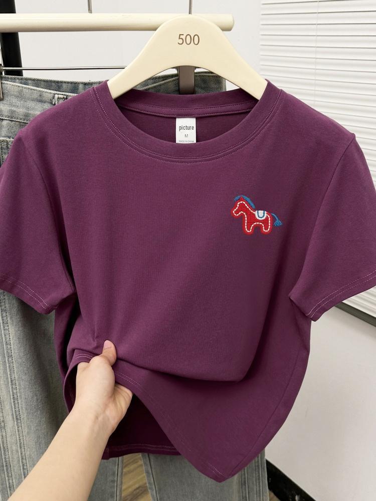2026 Wine Red Plus Size Short Sleeve Women's T-Shirt: Flattering, Versatile, Round Neck, Belly-Hiding, Stylish Top