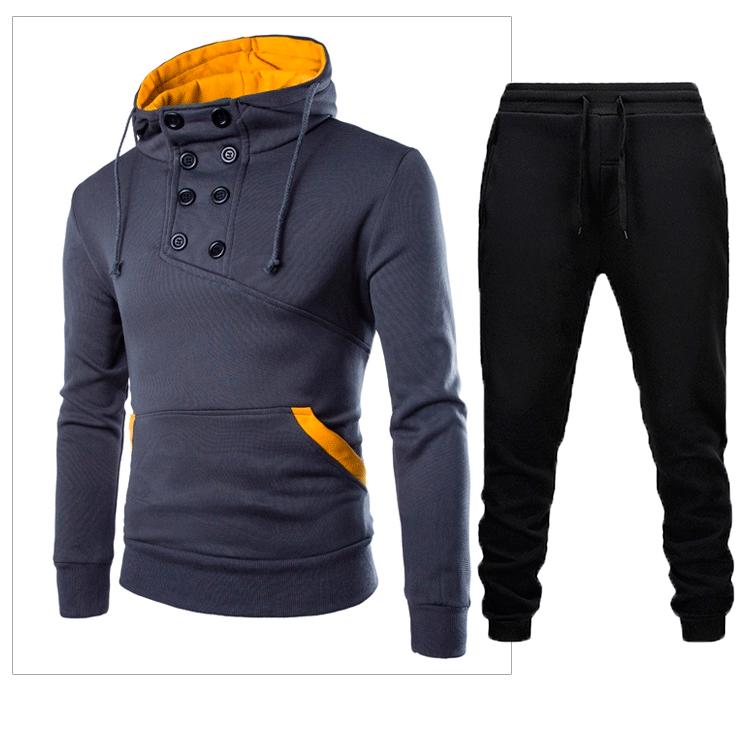 

Men s Double-Breasted Hooded Slim Fit Pullover Sweatshirt Set 2XL