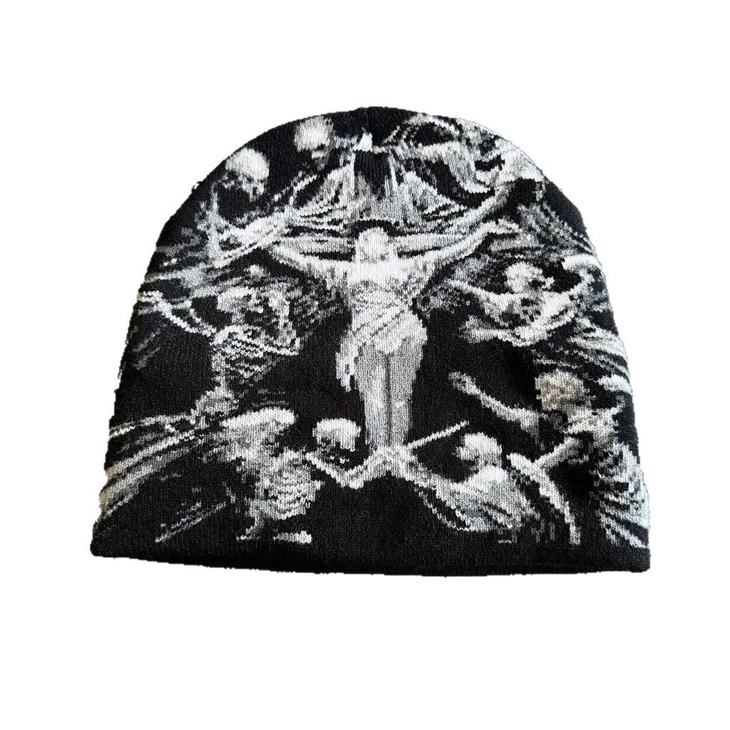 Y2k Street Fashion Knitted Hat With Thermal Acrylic Fabric For Winter And Fall Use