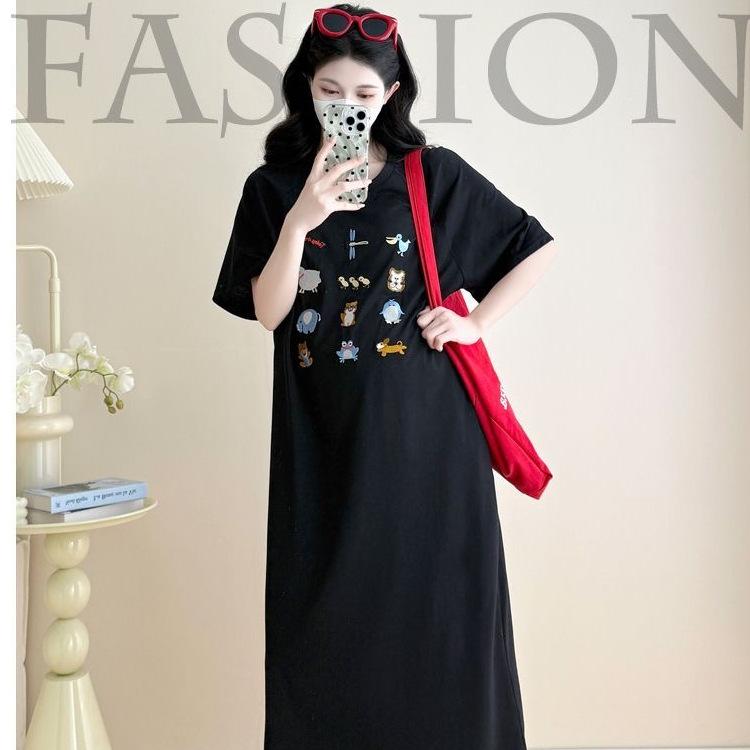 New Laid-back Style Dress for Women, A Loose, Large-sized Short-sleeved T-shirt Dress for Summer, A Summer Maternity Dress