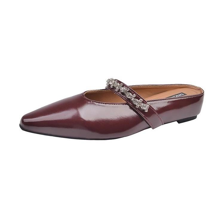 French Outer Wear Niche Rhinestone Bag Head Half Slippers Women's Shoes 2025 New Summer Height Increase Muller Cool Slippers