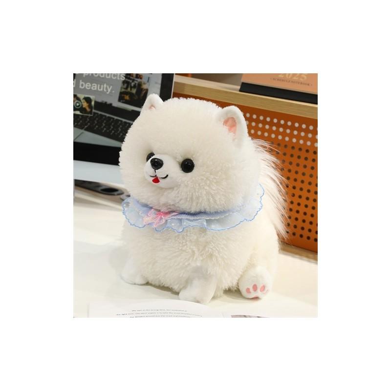 Cute Lace Scarf Pomeranian Plush Doll Children Companion Toy For Kids Comfort And Sleep