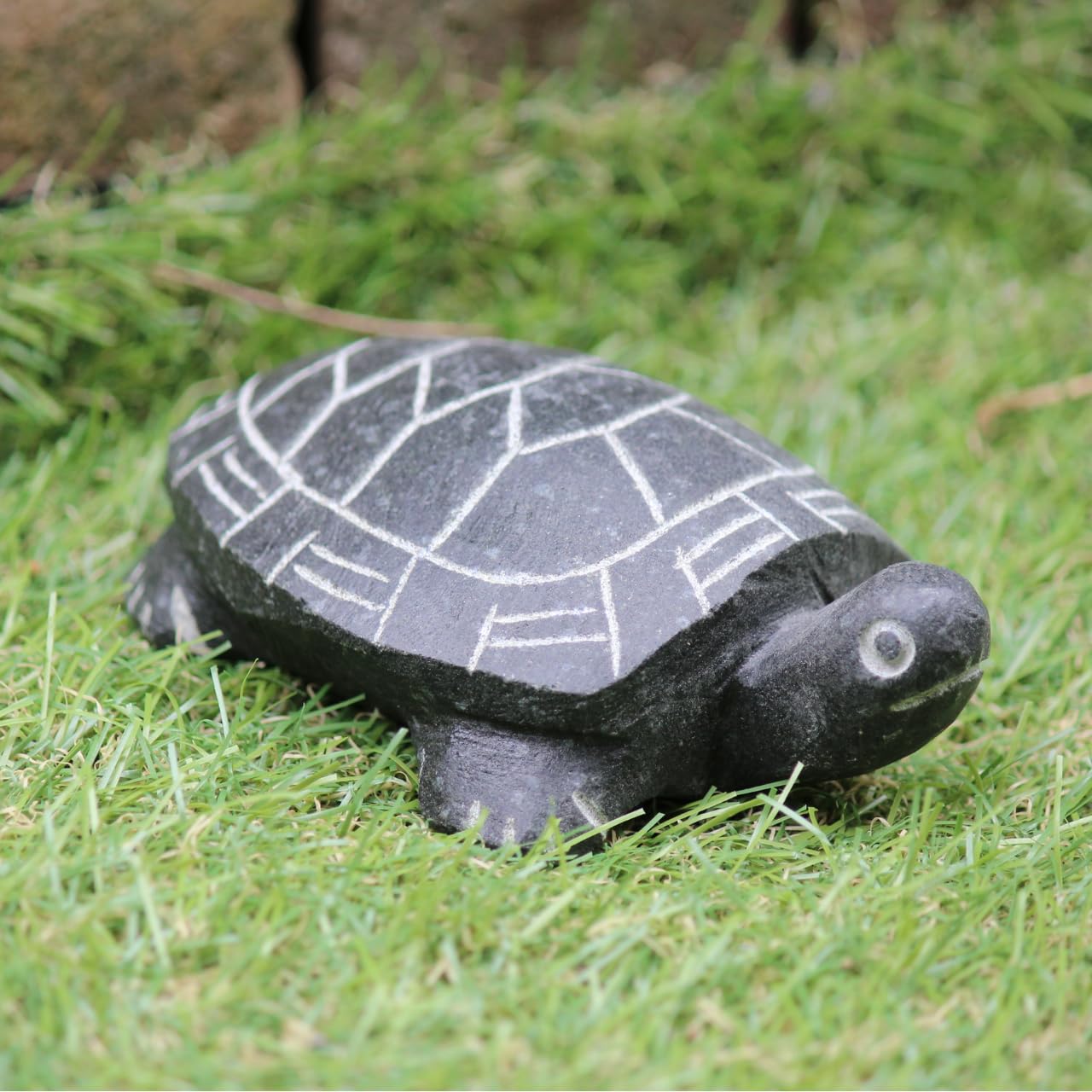 

Hand-carved Natural Stone Turtle Figurine for Gardening, Aquariums, and Feng Shui. Cute, Lucky Charm, Gift, Small Animal Ornament (Large)