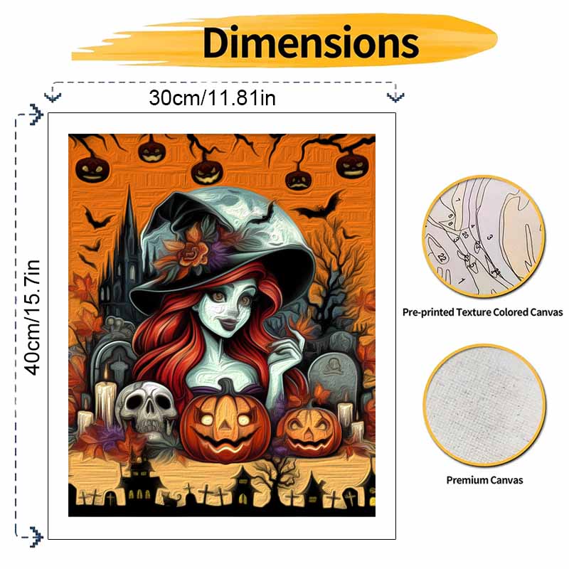 Disney Oil Painting Painting Art Kit Halloween Witch Pumpkin Maple Leaf Handmade Painting Diy Home Decoration