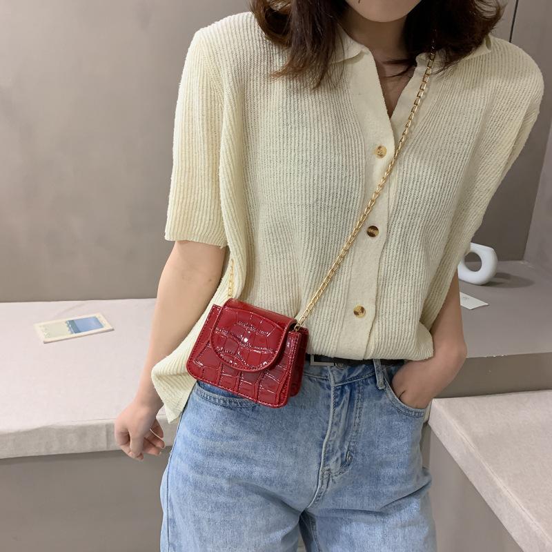 Women Mini Tote Bag New Crocodile Pattern Flap Messenger Crossbody Bag Female Simple Shoulder Bag Compact Square Lady Handbag