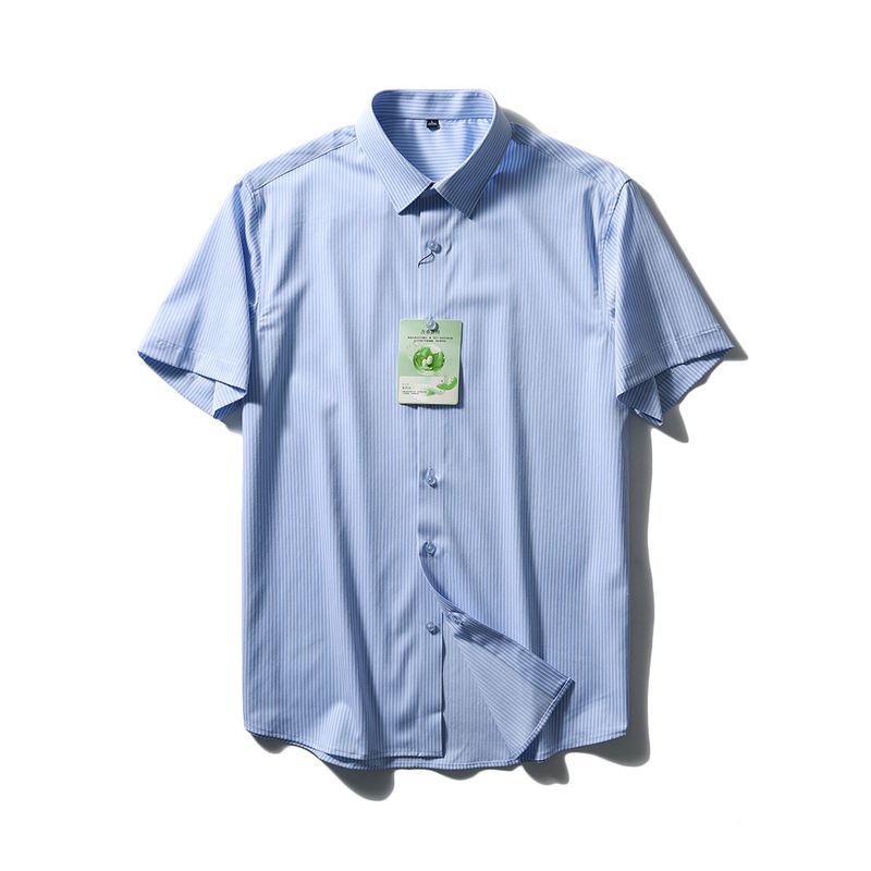 Mulberry Silk Stripes Short-Sleeved Shirt Men's Summer 2024 New Coat Export Export Men's Clothing Business Casual Shirt