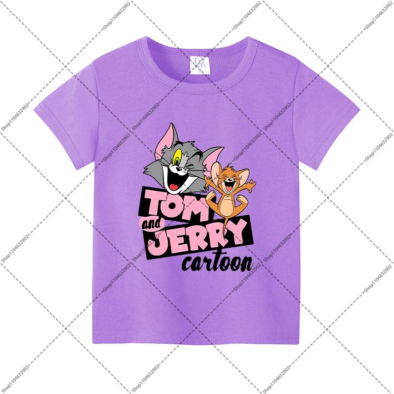 Tom and Jerry Cute T-shirts Cartoon Anime Pattern Printed Short Sleeve Unisex Summer Clothes Comfortable Breathable T-shirt Gift