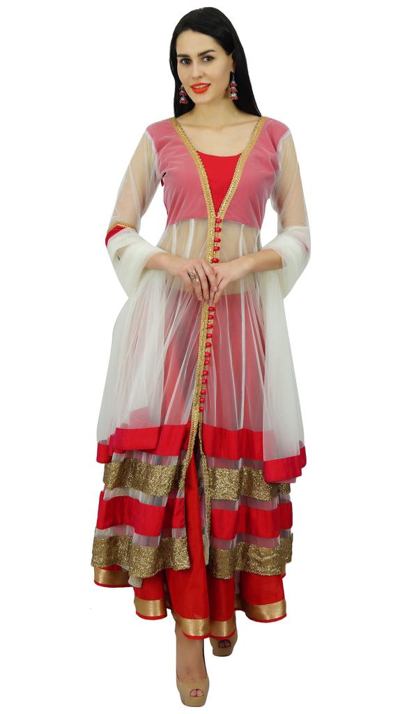 Atasi Womens Classy Floor Length Flaired Anarkali Salwaar Suit with Dupatta