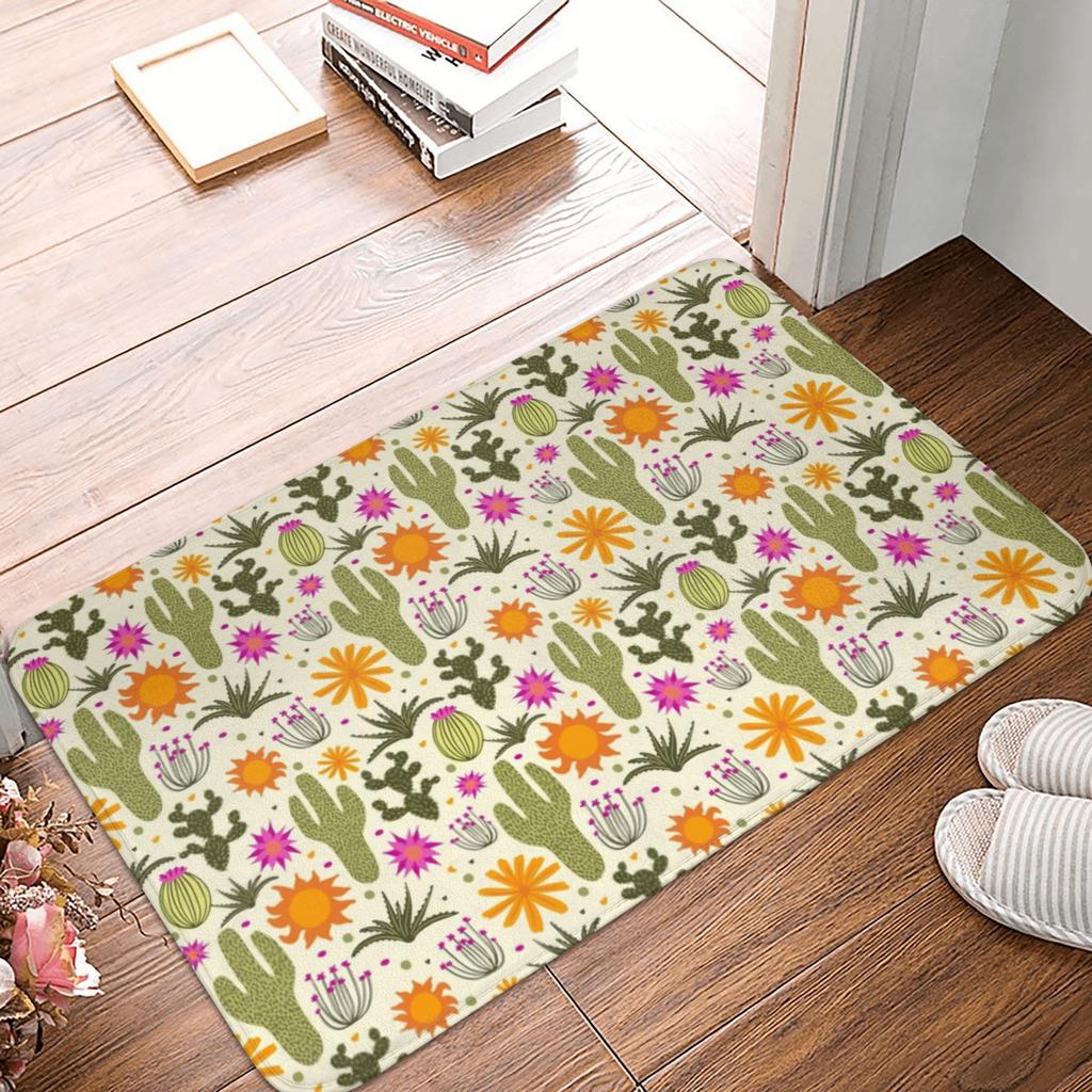 Colorful Cactus Floral Front Door Mat Anti-Slip Indoor Waterproof Cacti Succulents Doormat Garden Garage Entrance Rug Carpet