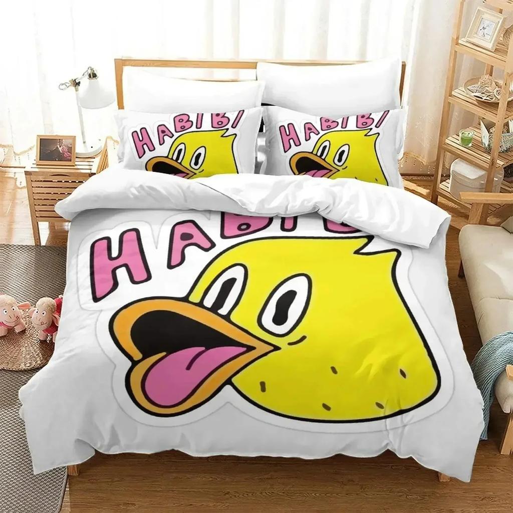 3D Cartoon Quackity Duck Bedding Set Duvet Cover Bed Set Quilt Cover Pillowcase Comforter King Queen Size Boys Adult Bedding Set
