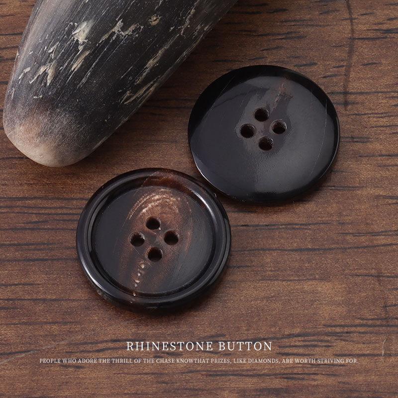 5 Stück Hornknöpfe mit runden Kanten Vierloch Anzugkleidknopf Wollmantel Trenchcoatknopf Hemd Cardigan Pulloverknöpfe