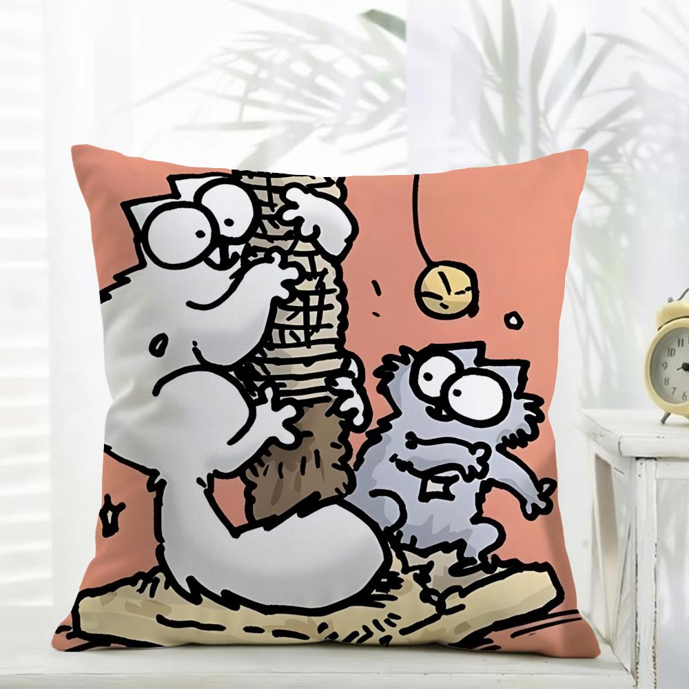 Kawaii SSimons Cat B Cushion Cover Cushion Cover Comfort Daily Washable Linen Soft for Sofa Bed Home Room Decor