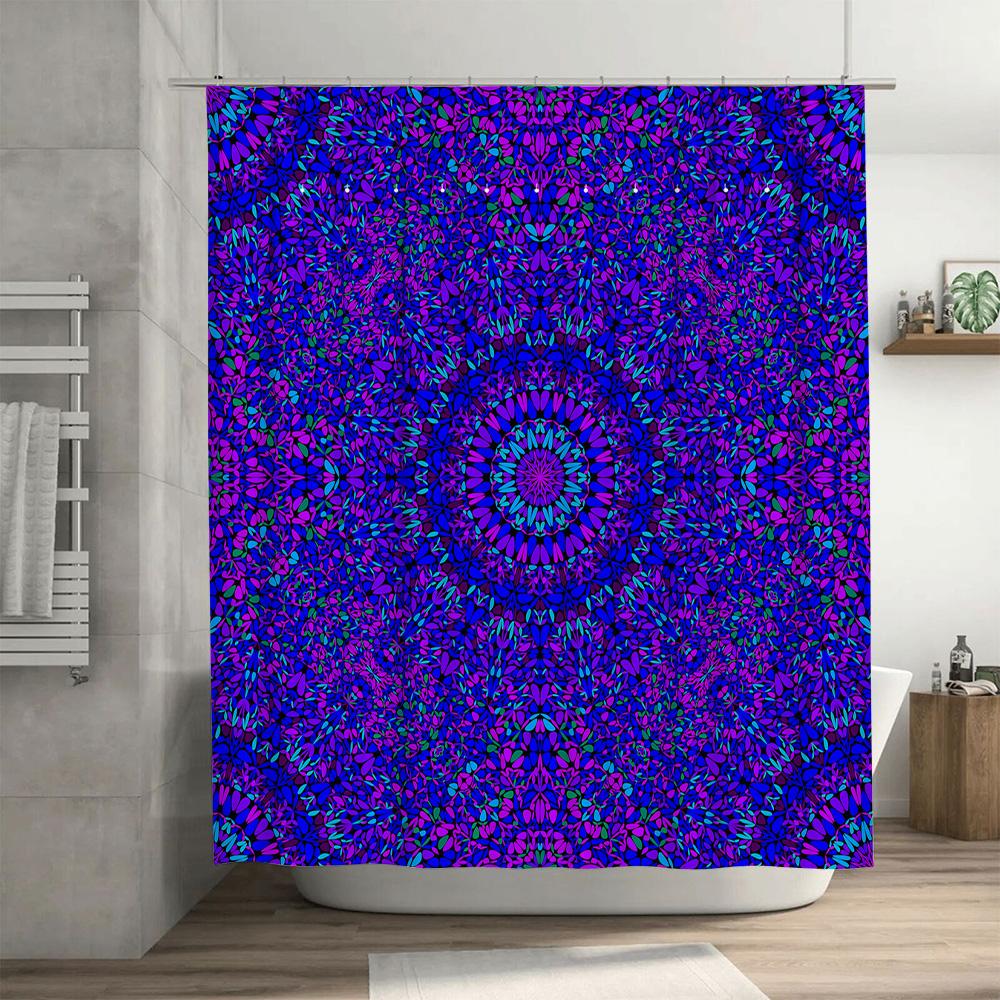 Vibrant Purple Blue Mandala Shower Curtain For Bathroom Decor