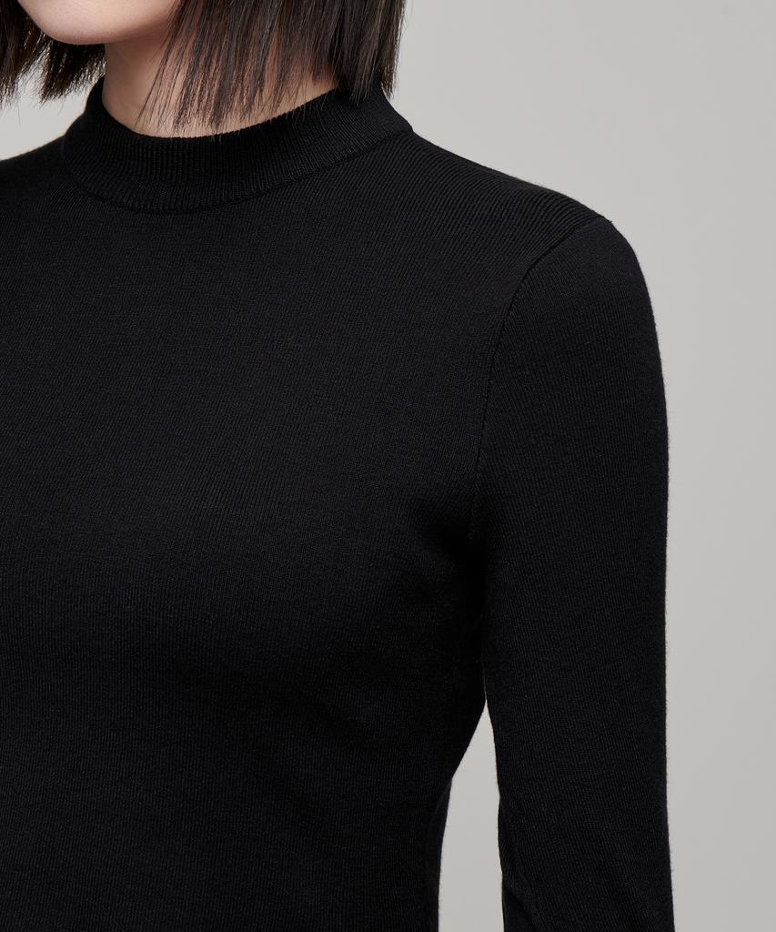 MUSINSA STANDARD WOMAN Women'S Slim Crop Mock Neck Knit [Black]
