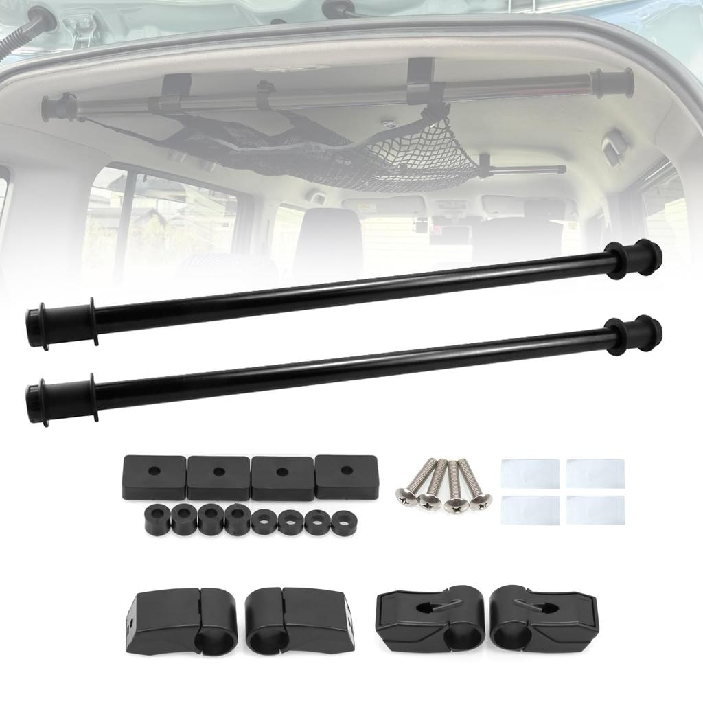 Jeyaic Car Storage Carrier Side Cross Left and Right Set for Kei Cars and Compact with Special End Black Bars, Bars, Ride, Cars, Non-Slip Caps,