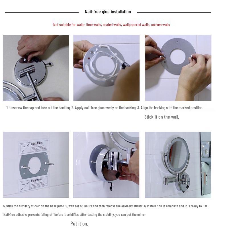 Wall-Mounted Double-Sided Magnifying Makeup Mirror: High-Definition Telescopic Folding Vanity Design