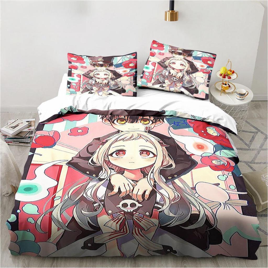 Anime Toilet-Bound Hanako-kun 3D-gedrucktes 2/3-teiliges Bettwäscheset Bettdeckenbezüge Kissenbezüge Bettdecke Bettwäscheset Bettwäsche