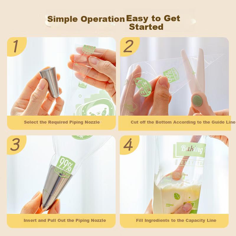 Piping Bags for Baby Food, Infant Puffs, Cake, Cream Squeezing, Baking Tools with Piping Tips
