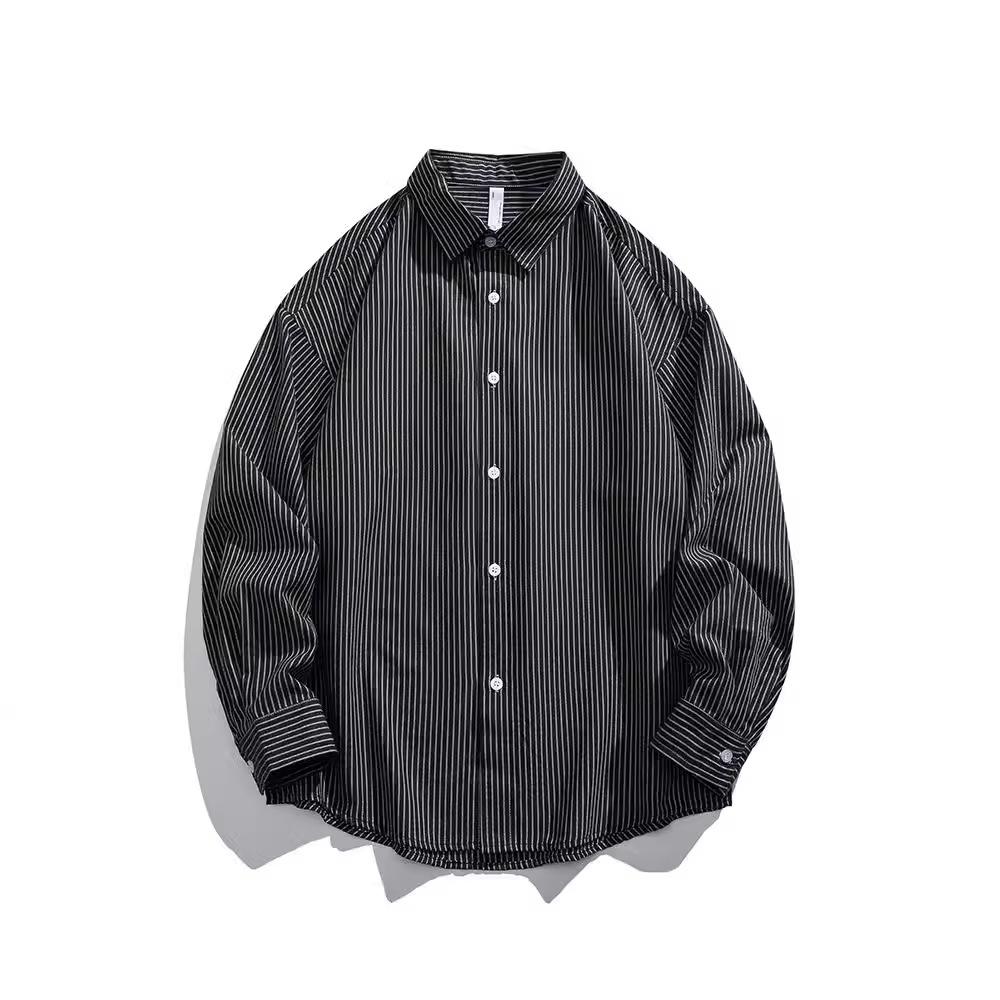 Spring and Autumn New Classic Versatile Men's Shirt Trendy Casual Shirt Top Simple Striped Long Sleeve Shirt Men's