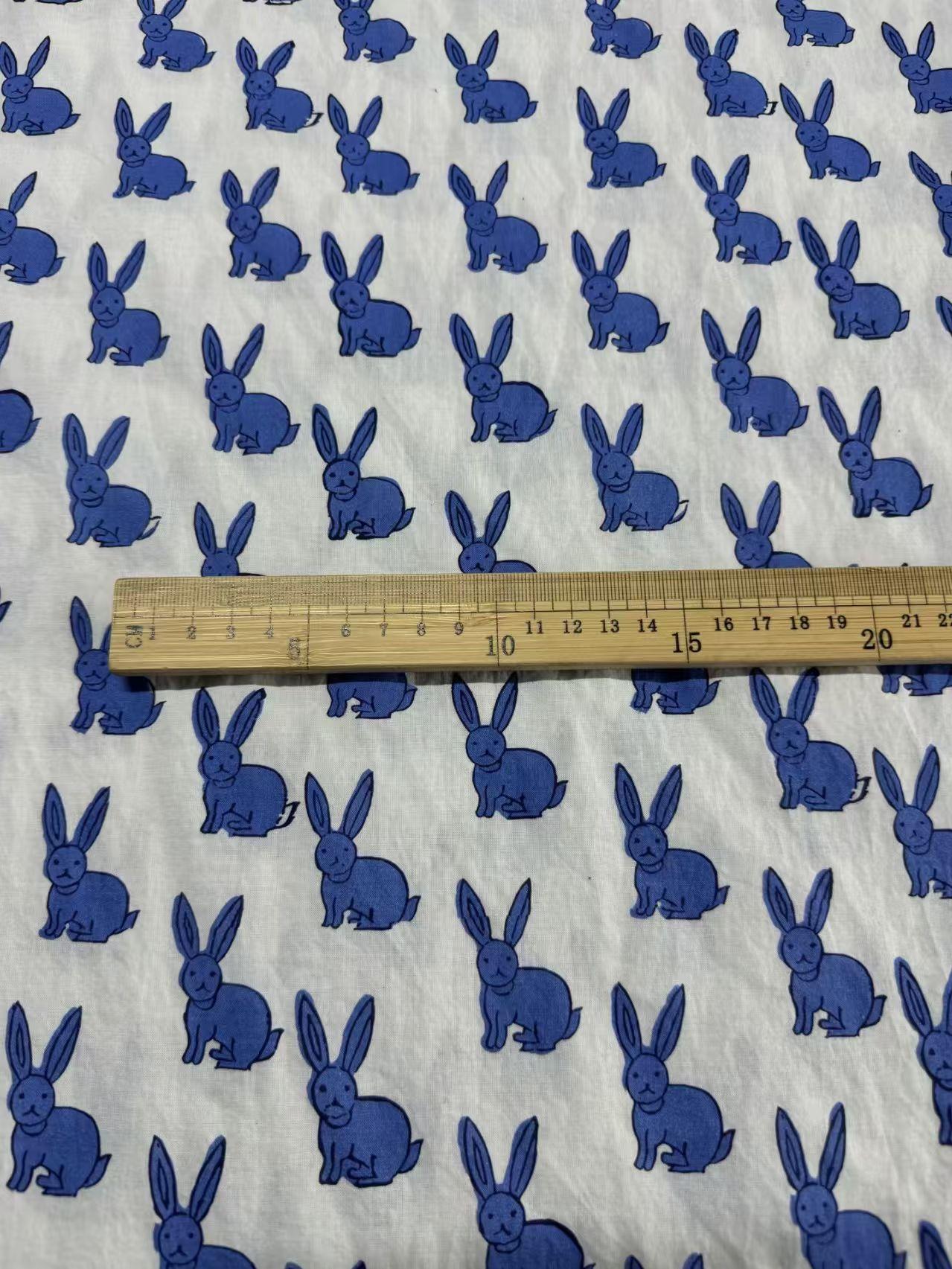 Cute Rabbit Design Block Printed Cotton Fabric Light Weight Suitable for Summer Men s Shirts and Pants