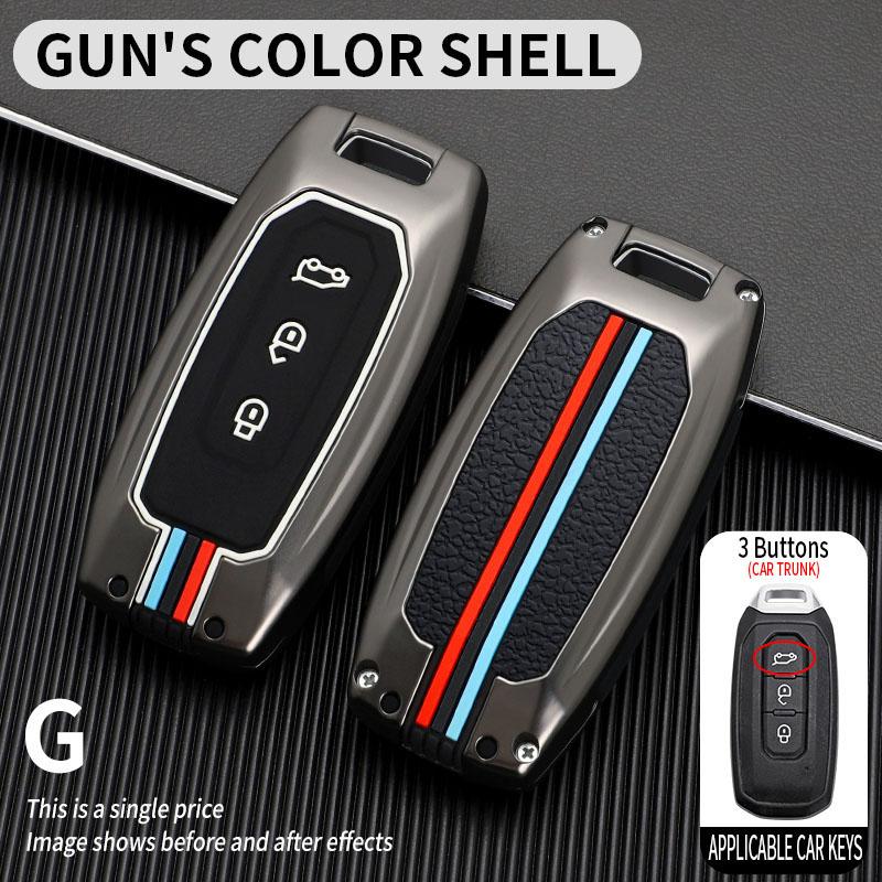 3 Buttons Zinc alloy + Silicone Car Key Case Cover Ford Territory 2019 2020 2022 2023 2024 Car Protection Keychain accessory