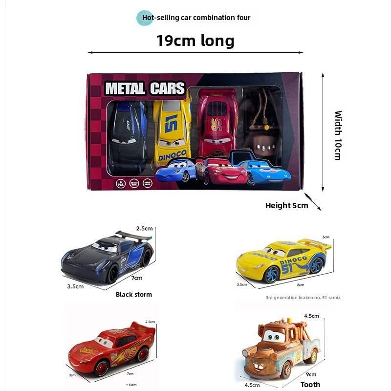Cars Lightning Mcqueen Alloy Toy Car Set For Childrens Cartoon Gift Fun Box