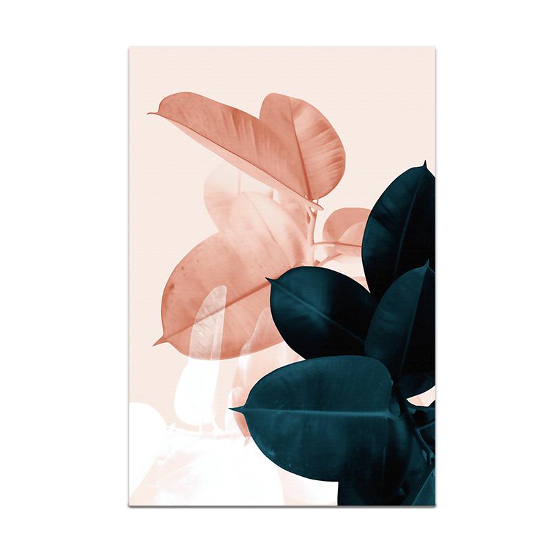 Abstrakt Löv Canvas Målning Modern Grön Växt Rosa Löv Väggkonsttryck Dekorativ Bild Modern Vardagsrumsinredning Oramad