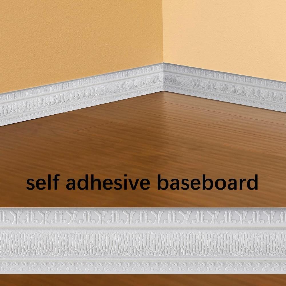 1 roll 2.3mX8cm 3D Skirting Line Self-adhesive Thicken Tiles Border Paper Home Decor Waterproof Waistline Edge Banding Strip