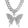 Trendy Zircon Butterfly Hip Hop Pendant Necklace for Couples