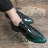 Men Mirror Face Formal Shoes Patent Leather Pointed Shoes Lace-Up Business Dress Shoes for Men Party Green Oxfords Shoes