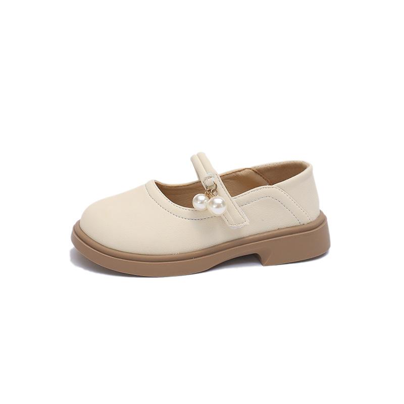 Girls' Princess Shoes Summer Lightweight Breathable Baby Leather Shoes with Small Pearl Pendant Mary Jane Flats Girls' Shoes