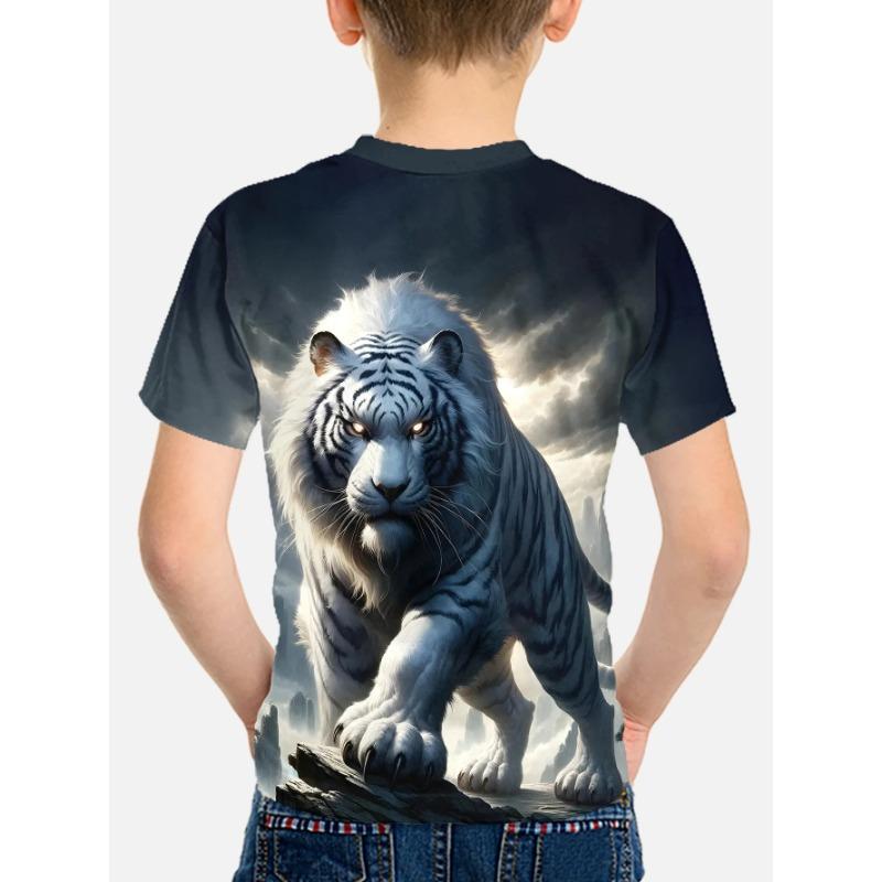 Children's T-shirt Cool Tiger 3D Print Boys' Summer Short Sleeved Top