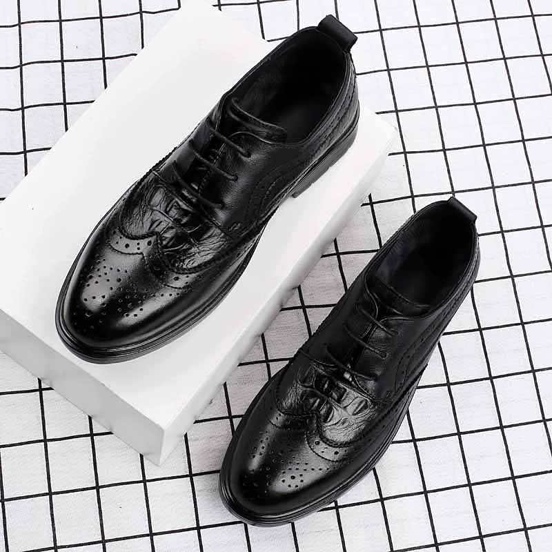 All-match Men Business Shoes Man Oxford Shoes 2024 Lace-Up Outdoor Male Shoes Genuine Leather Mens Casual Slip On Flats
