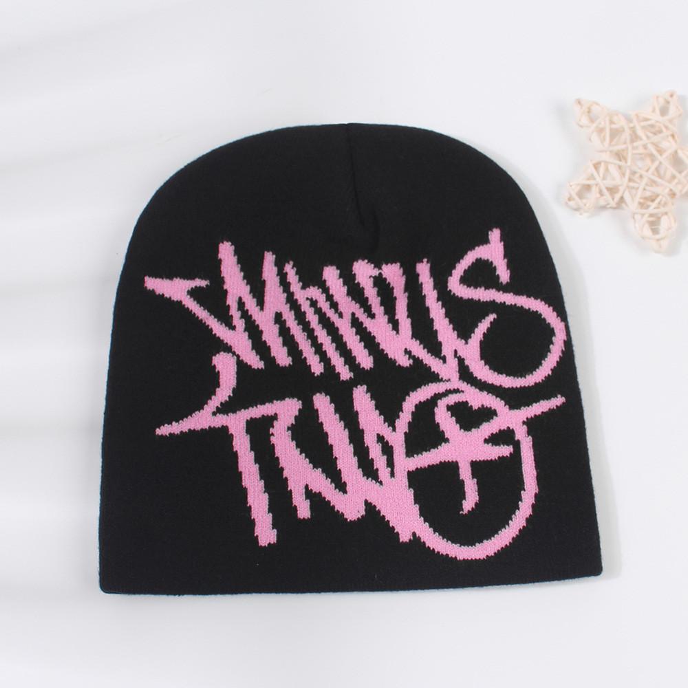 New Arrival Letter Print Knitted Hat Women Star Embroidery Warm Ear Protection Beanie Men