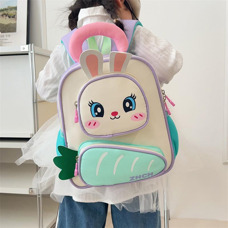 Baby Animal Pattern Childrens Nylon Backpack With Air Cushion Straps For School